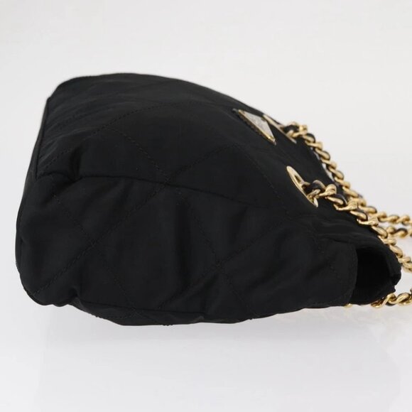 PRADA Chain Shoulder Bag Nylon Black Gold Auth - Picture 4 of 15